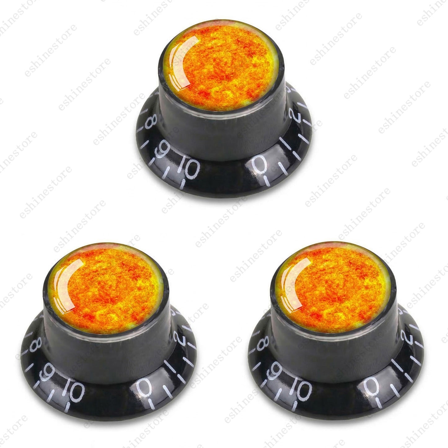 Guitar Reflector Knobs w/ Sun Pattern Design Cap Top Hat Knobs for Les Paul SG