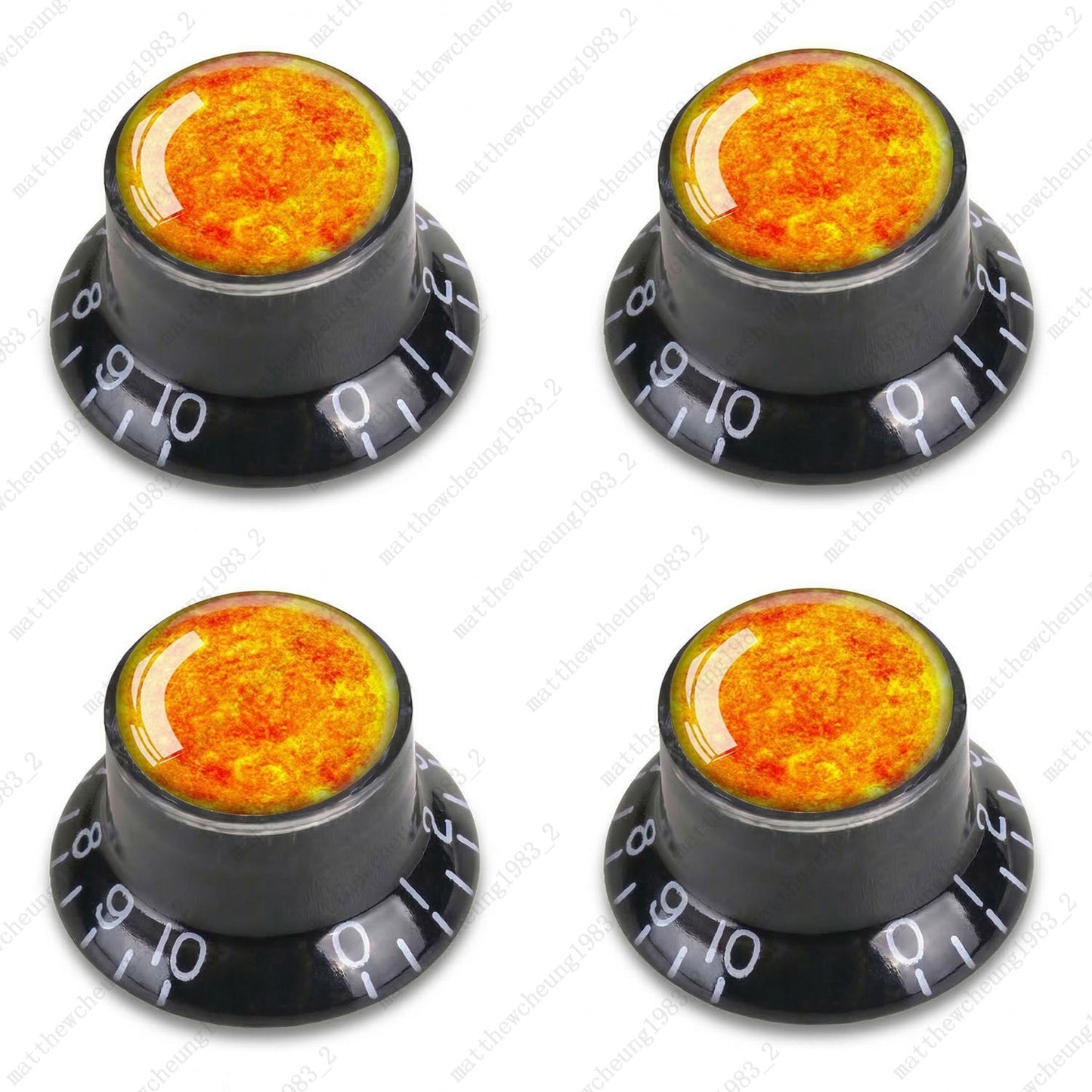 4Pcs Black Guitar Reflector Knos For Les Paul SG -8 Solar System Pattern Option