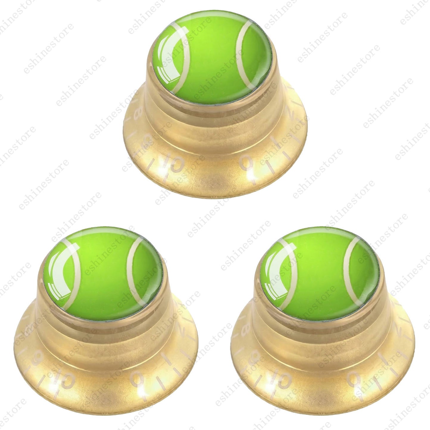 Electric Guitar Reflector Knob w/ Tennis Design Cap Top Hat Knob for Les Paul SG