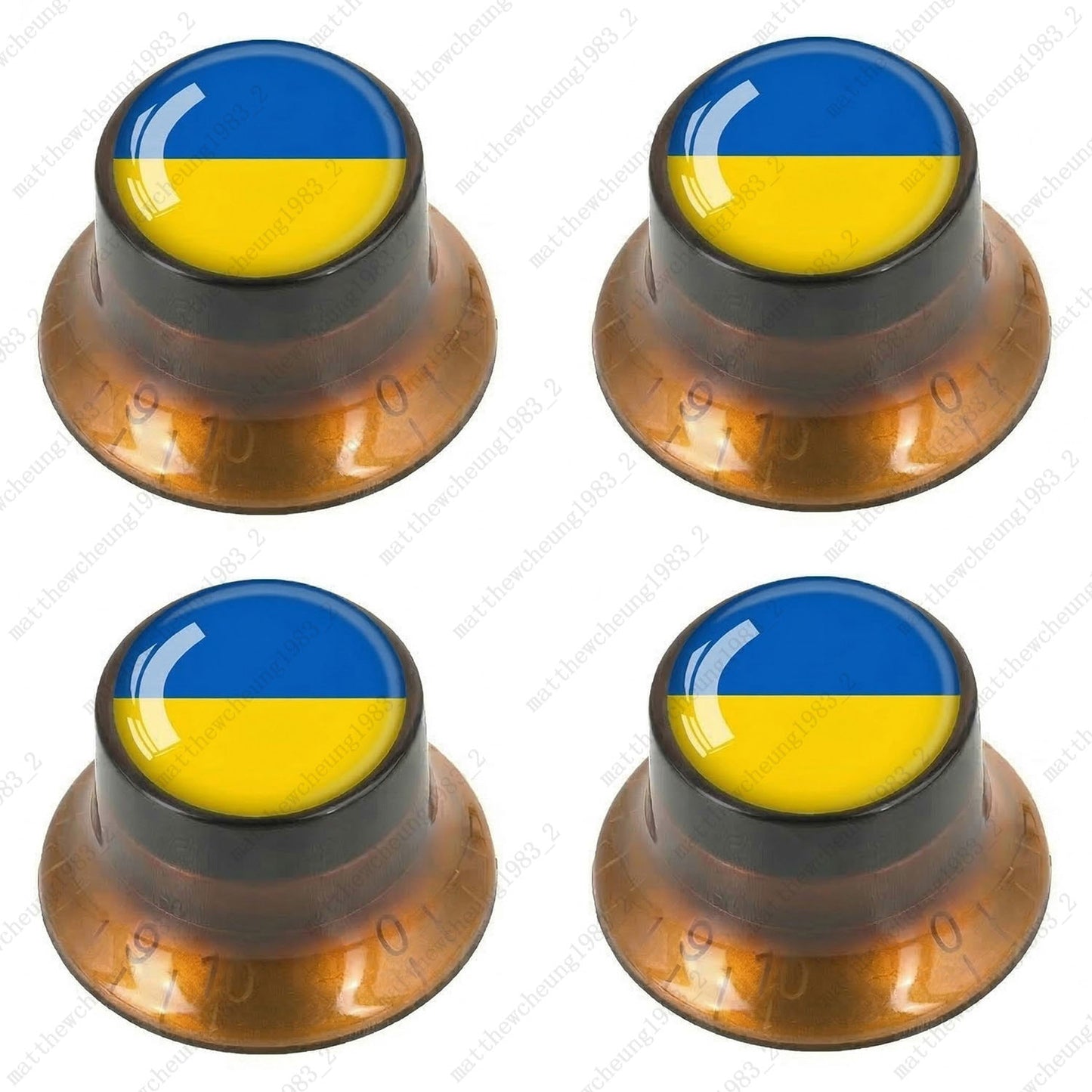 4Pcs Amber Guitar Reflector Knos For Les Paul SG -10 National Flag Options