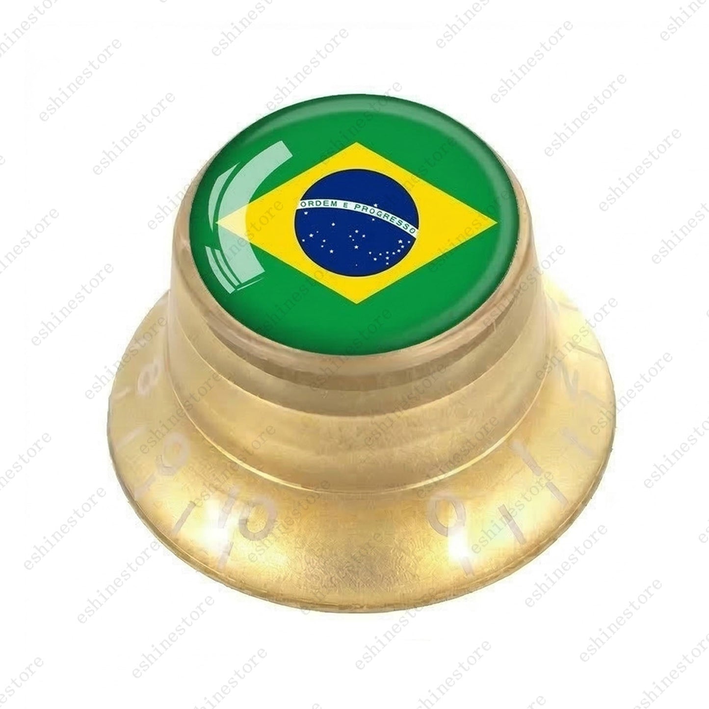 Guitar Reflector Knobs w/ Brazilian Flag Design Cap Top Hat Knob for Les Paul SG