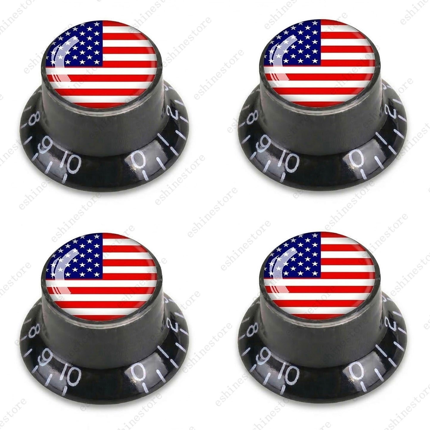 Guitar Reflector Knobs w/ American Flag Design Cap Top Hat Knobs for Les Paul SG