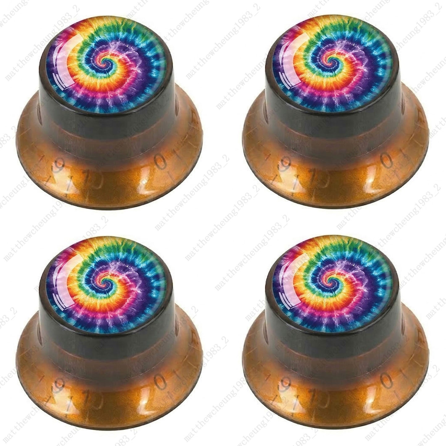 4Pcs Amber Guitar Reflector Knob For Les Paul SG -10 Spiral Tie Dye Style Option