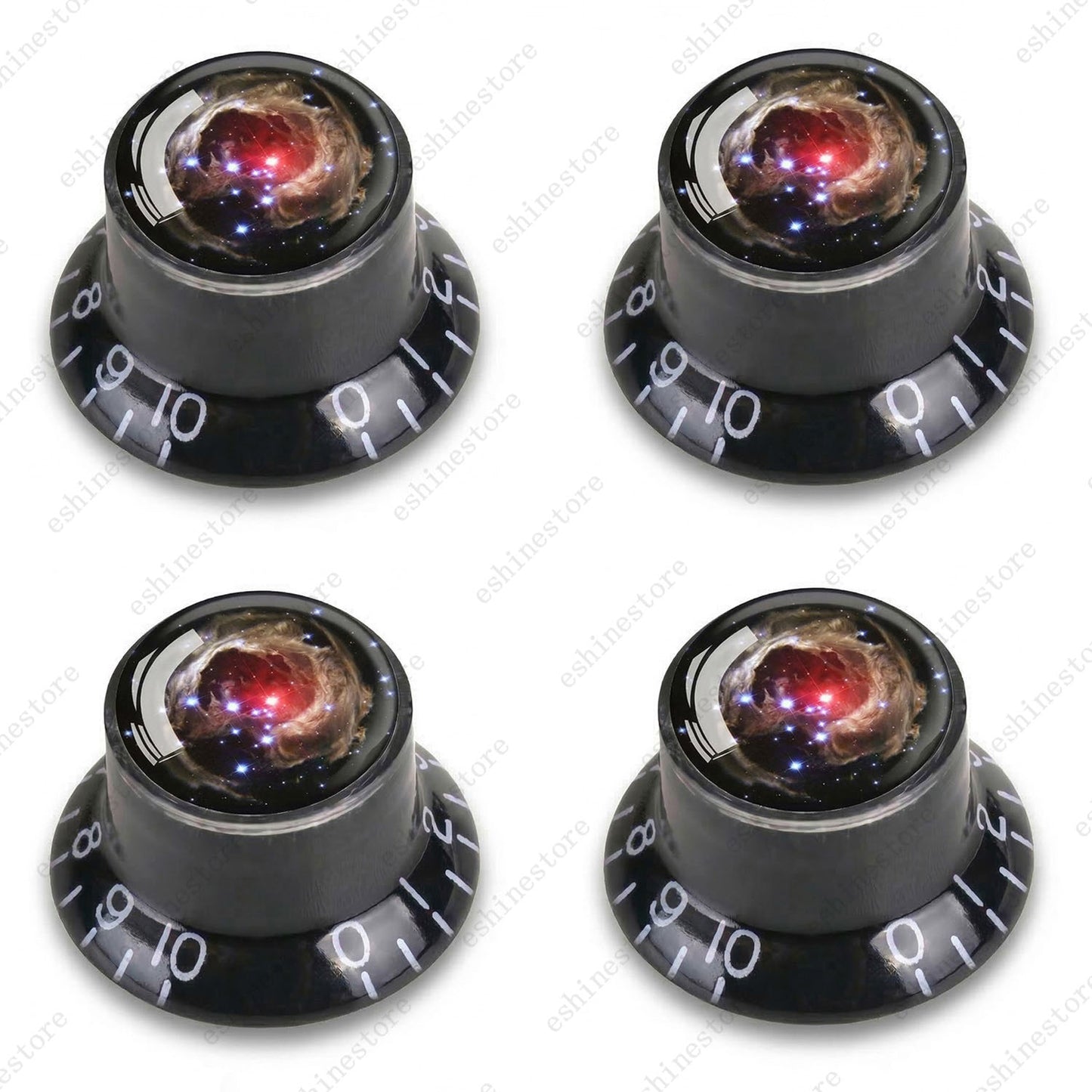 Guitar Reflector Knobs w/ Nebula Pattern Design Cap Top Hat Knob for Les Paul SG
