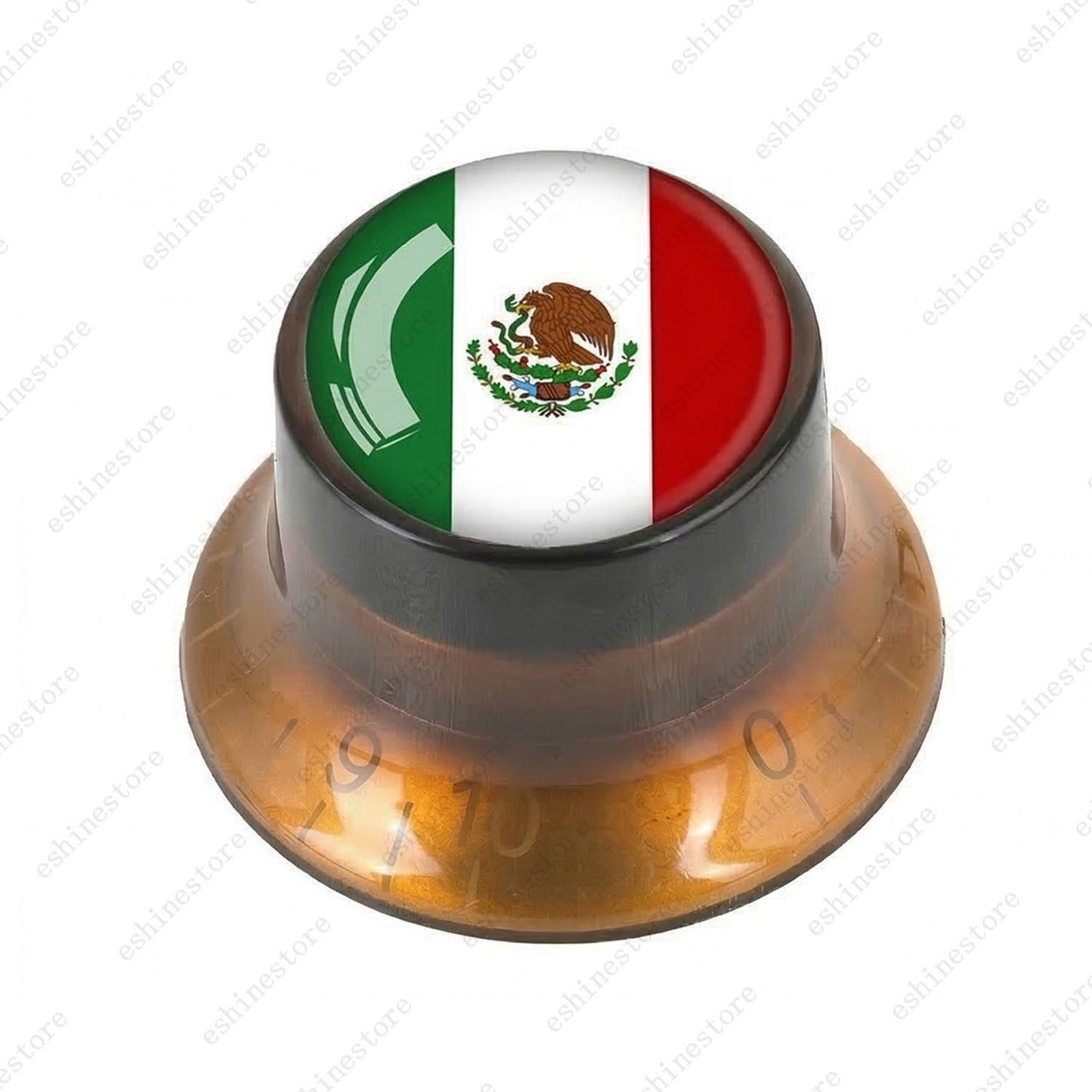 Guitar Reflector Knobs w/ Mexican Flag Design Cap Top Hat Knobs for Les Paul SG