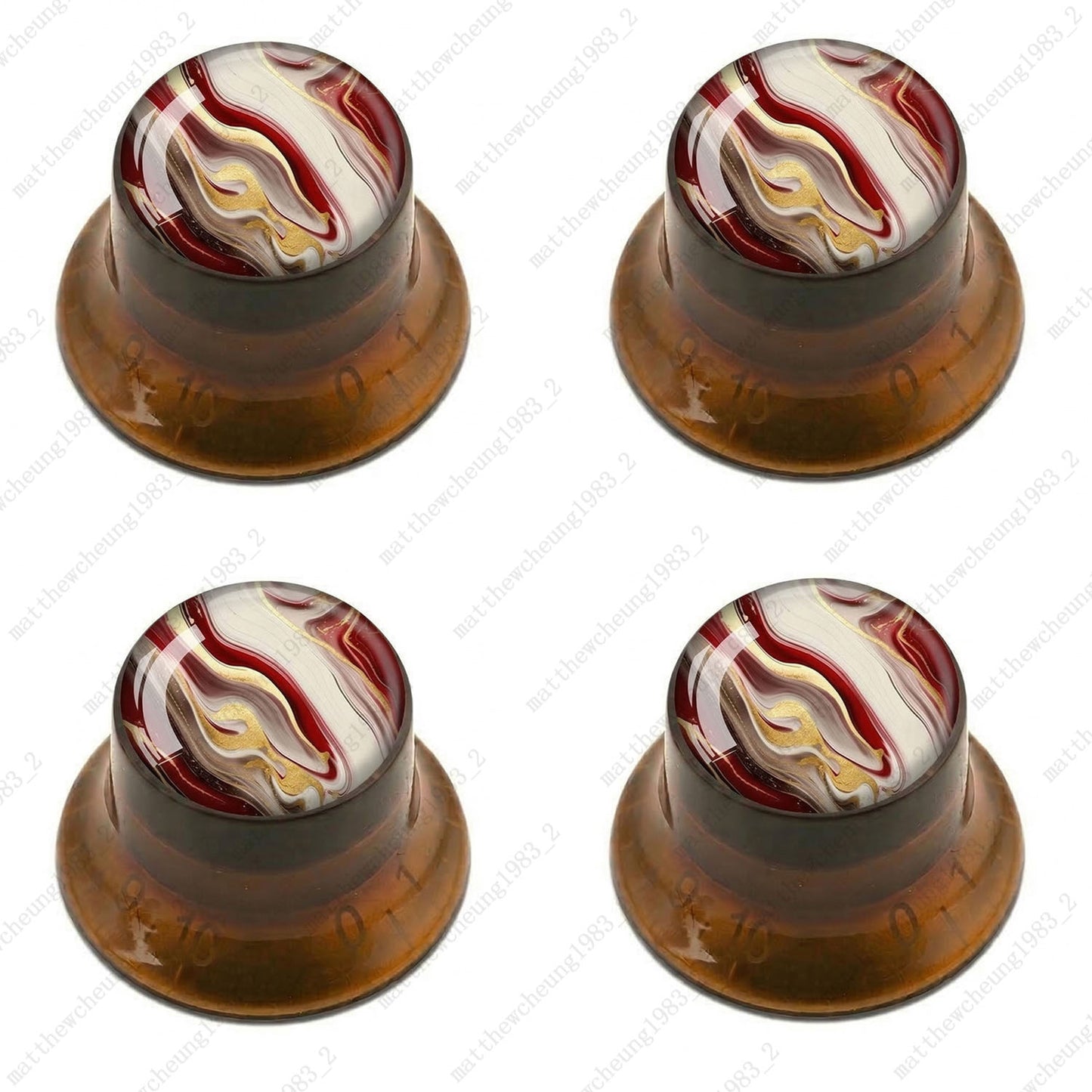 4Pcs Amber Guitar Reflector Knobs For Les Paul SG -10 Abstract Art Style Options