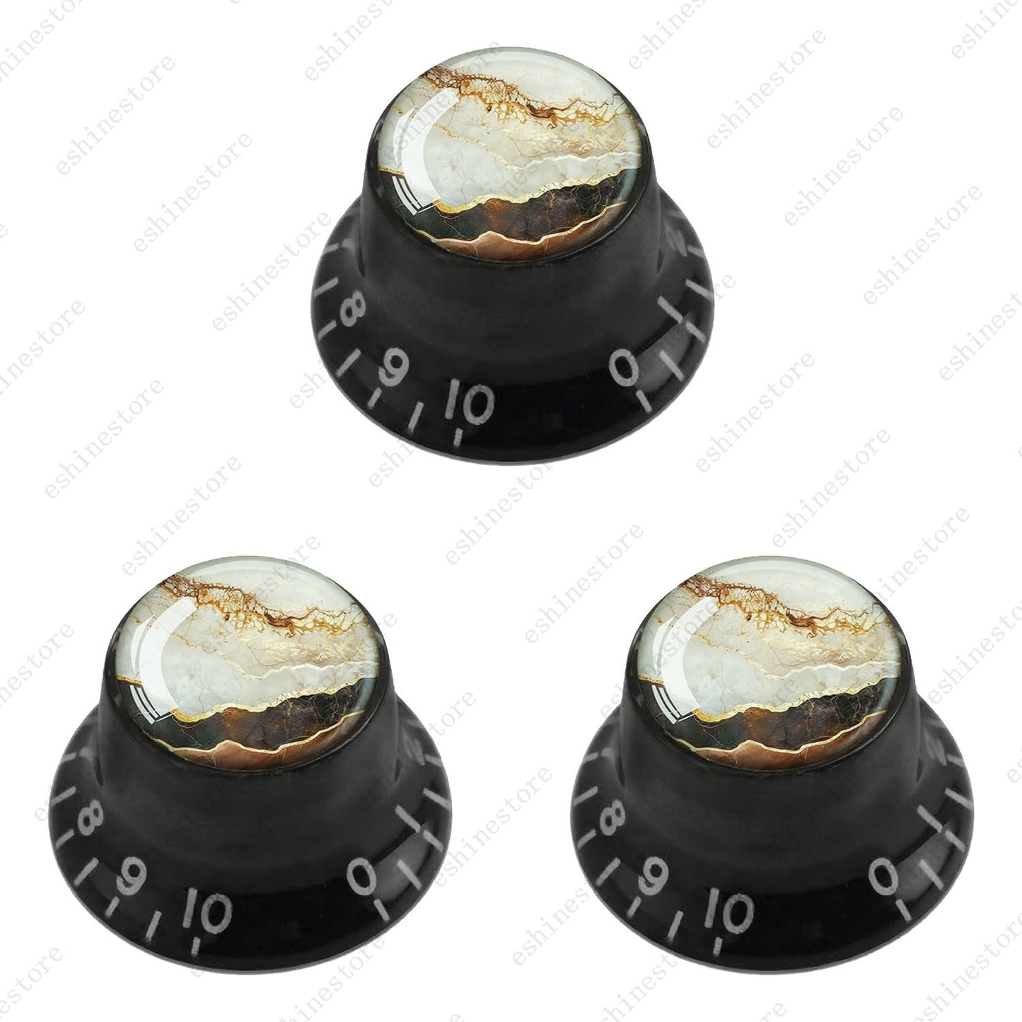 Guitar Reflector Knobs with Marble Texture Cap Top Hat Knob for Les Paul SG - 07