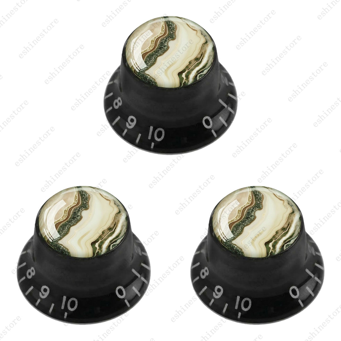 Guitar Reflector Knobs with Marble Texture Cap Top Hat Knob for Les Paul SG - 08