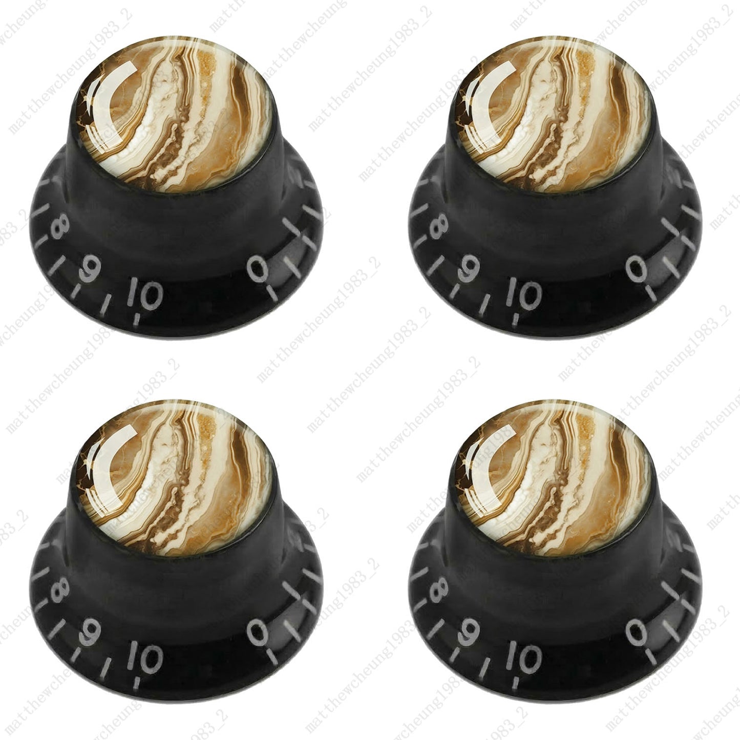 4Pcs Black Guitar Reflector Knob For Les Paul SG -10 Marble Texture Style Option