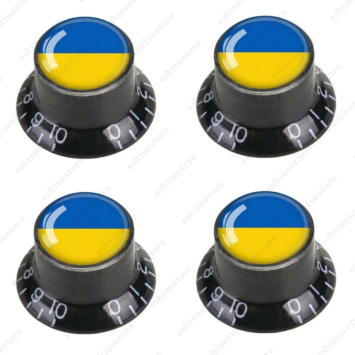 Guitar Reflector Knobs w/ Ukrainian Flag Design Cap Top Hat Knob for Les Paul SG