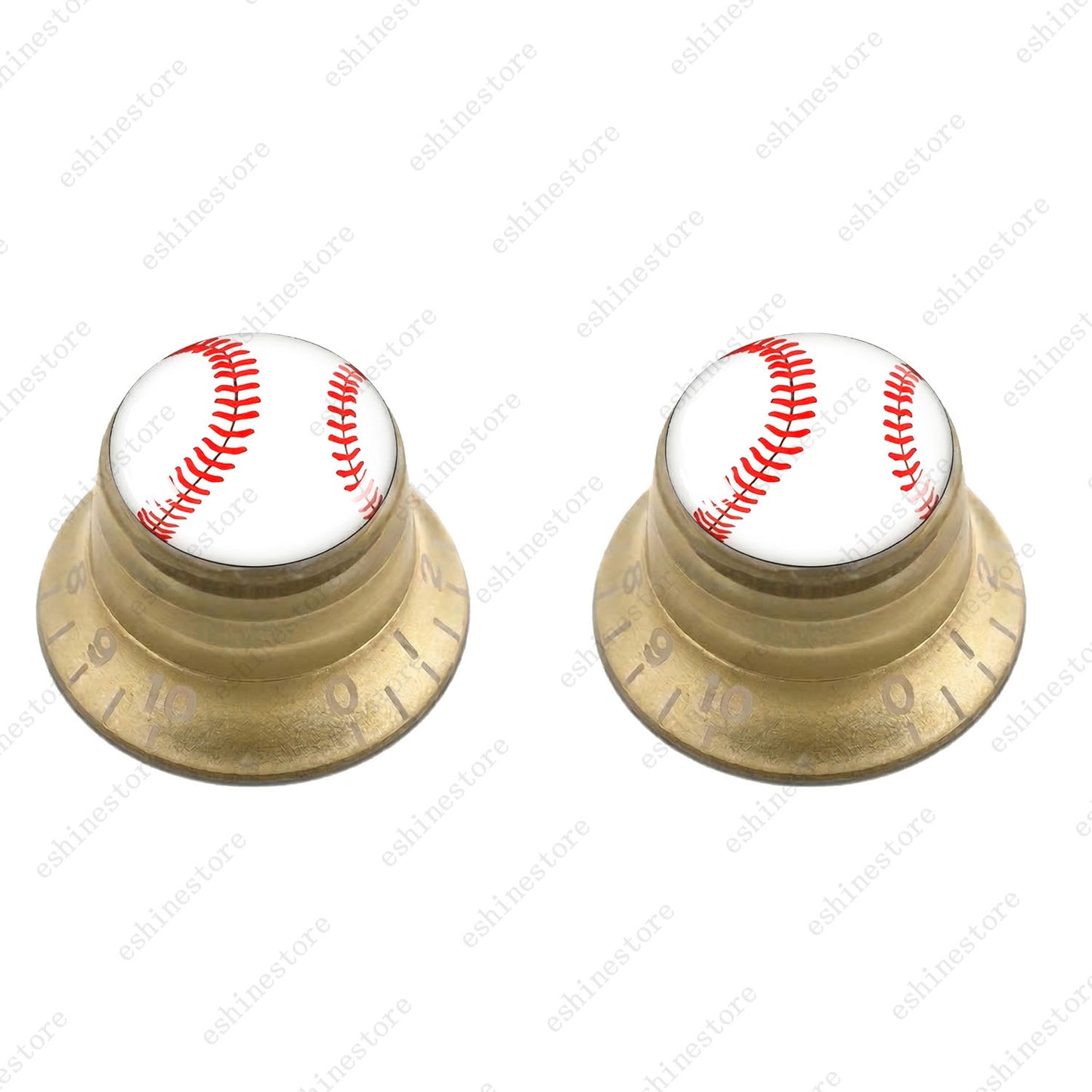 Guitar Reflector Knobs w/ Baseball Design Cap Top Hat Knobs for Les Paul SG