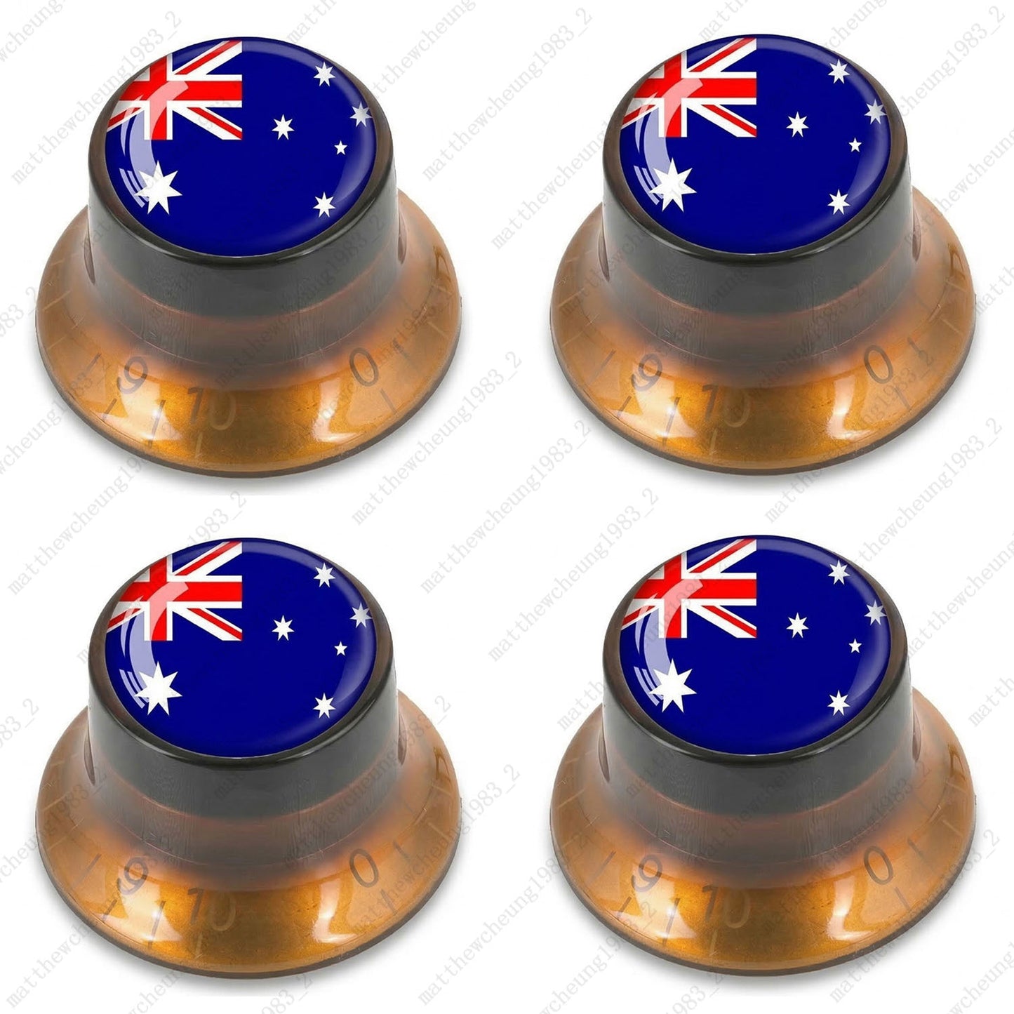 4Pcs Amber Guitar Reflector Knos For Les Paul SG -10 National Flag Options