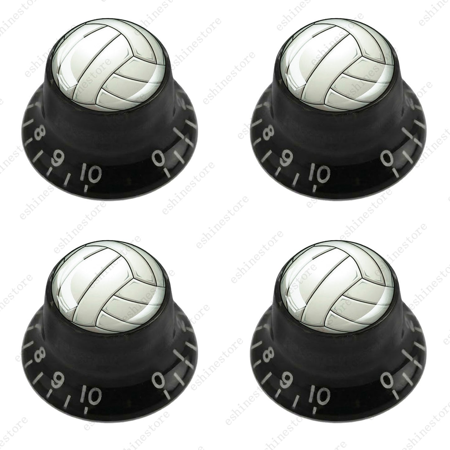 Guitar Reflector Knobs w/ Volleyball Design Cap Top Hat Knobs for Les Paul SG