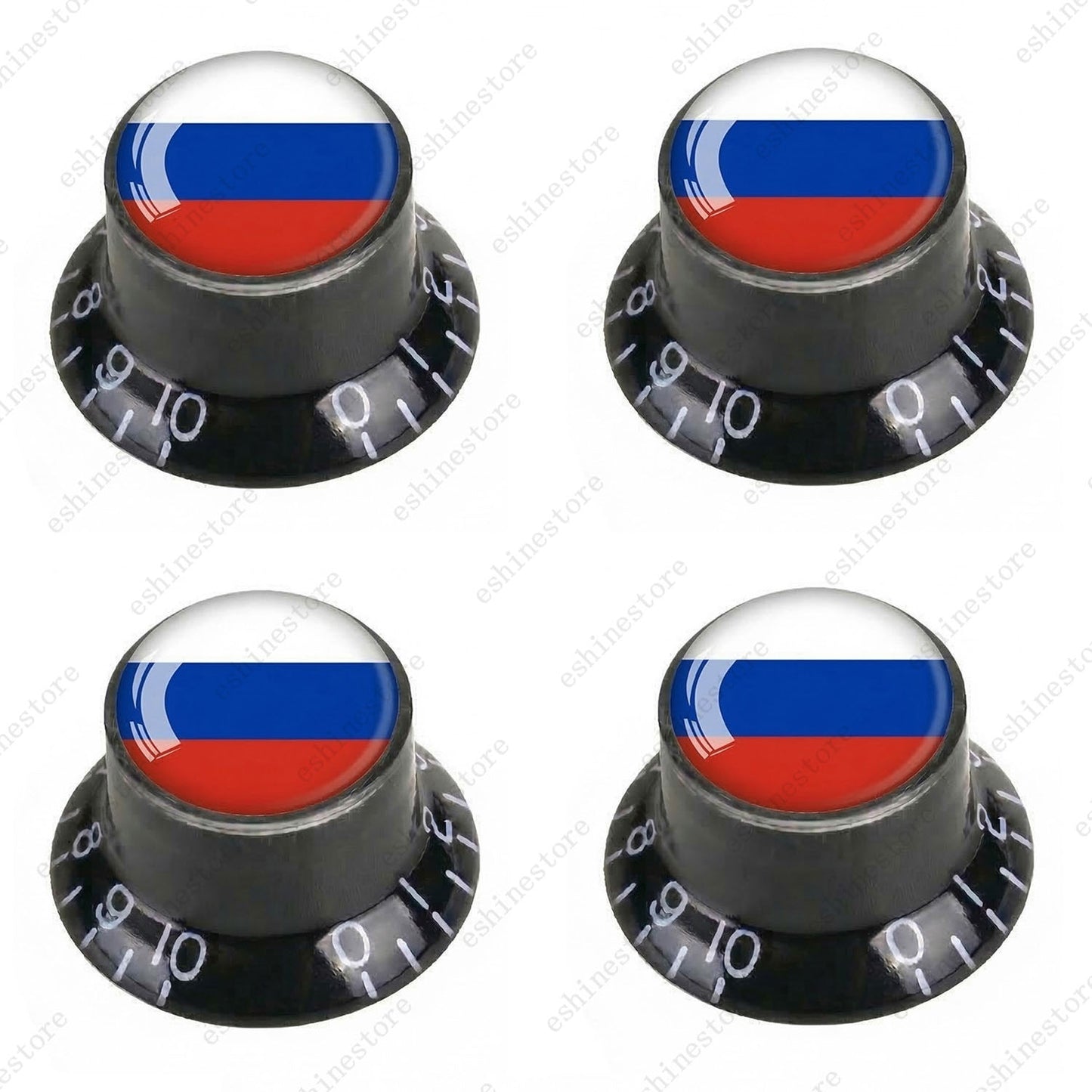 Guitar Reflector Knobs w/ Russian Flag Design Cap Top Hat Knobs for Les Paul SG