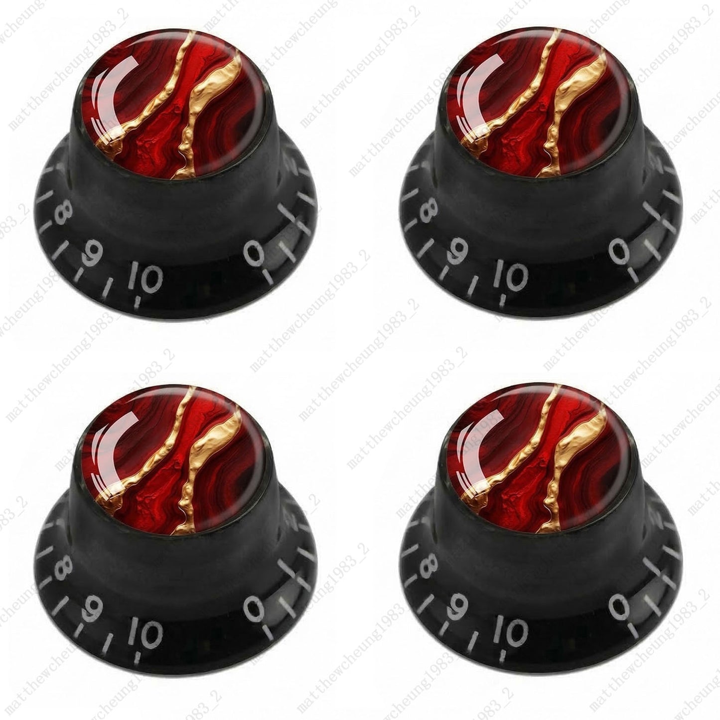 4Pcs Black Guitar Reflector Knobs For Les Paul SG -10 Abstract Art Style Options