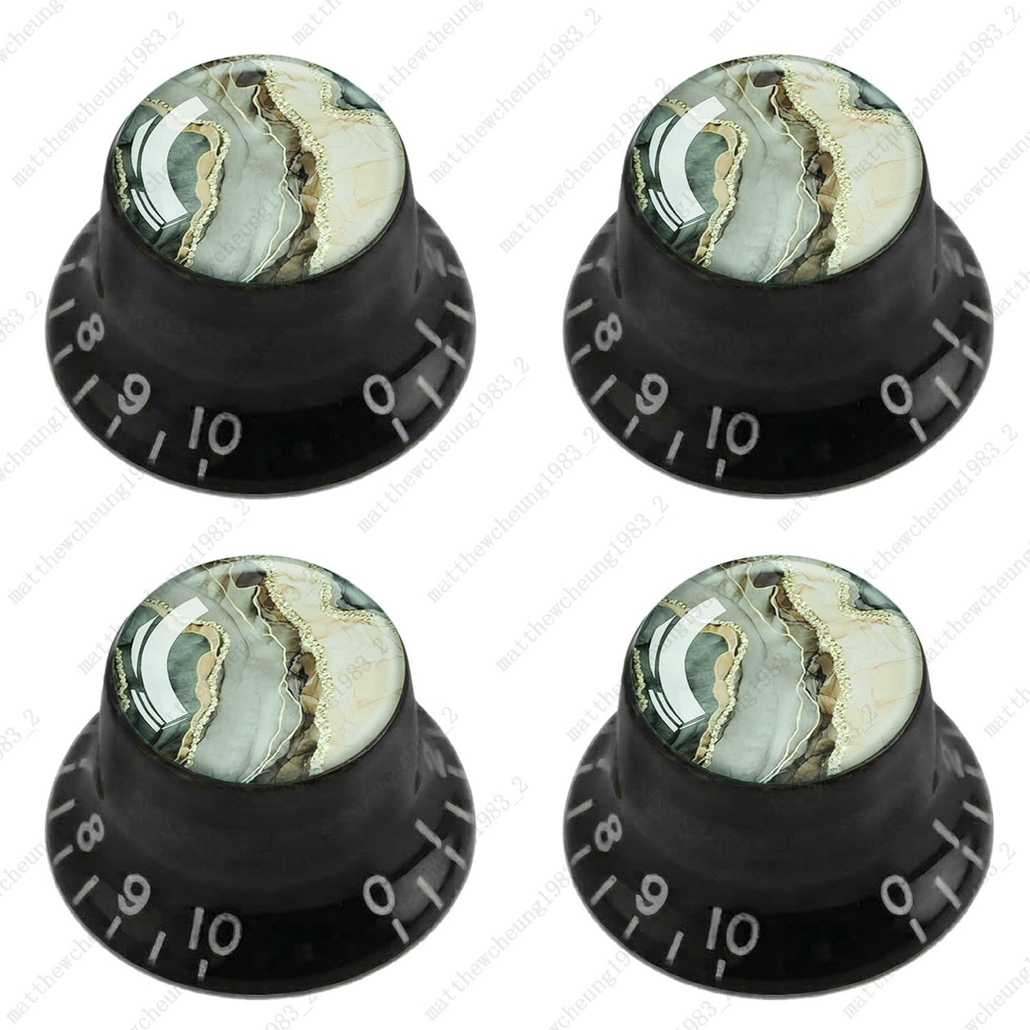4Pcs Black Guitar Reflector Knob For Les Paul SG -10 Marble Texture Style Option