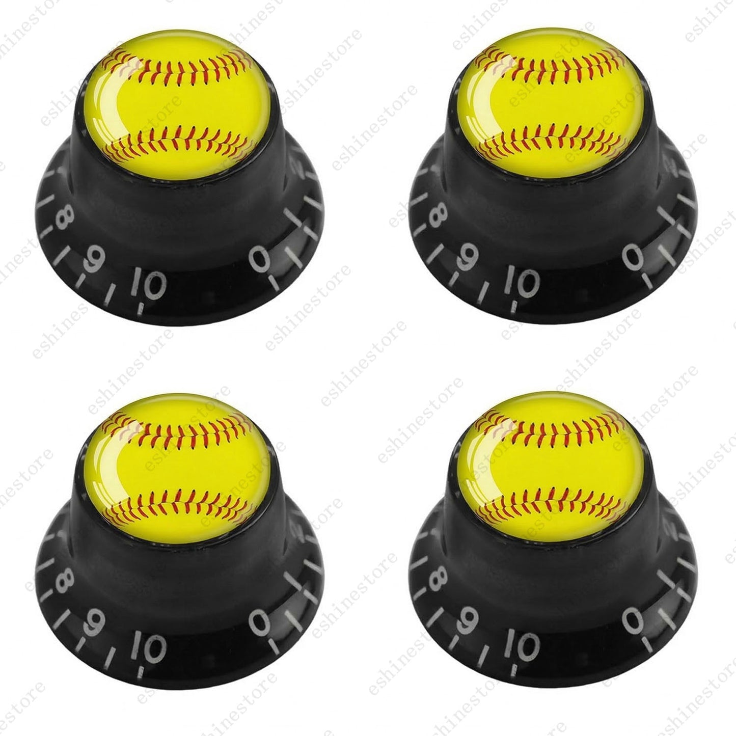 Guitar Reflector Knob w/ Yellow Baseball Design Cap Top Hat Knob for Les Paul SG