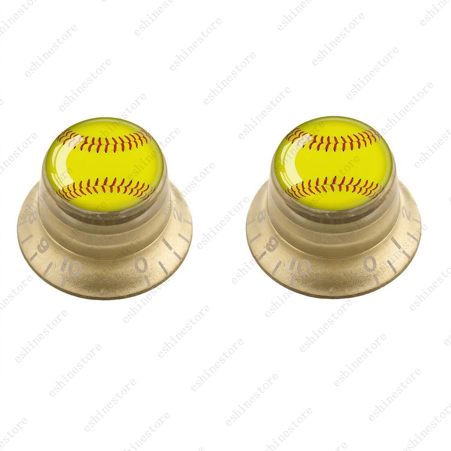 Guitar Reflector Knob w/ Yellow Baseball Design Cap Top Hat Knob for Les Paul SG