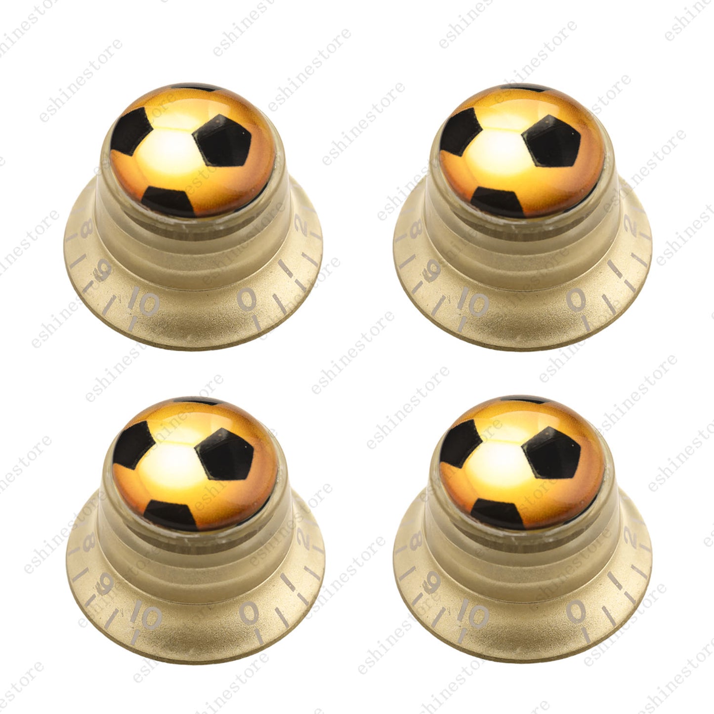 Guitar Reflector Knobs w/ Golden Soccer Design Cap Top Hat Knobs for Les Paul SG