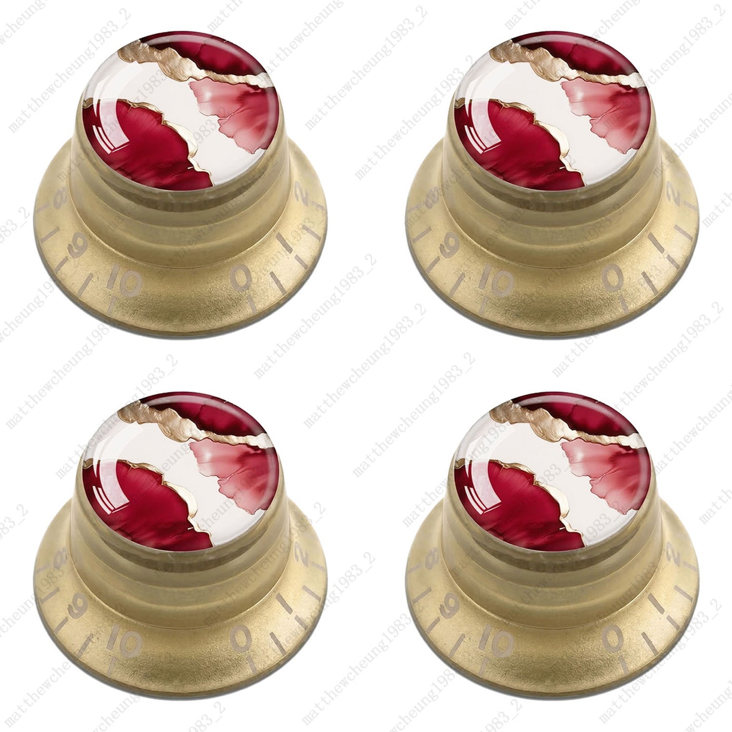 4Pcs Gold Guitar Reflector Knobs For Les Paul SG -10 Abstract Art Style Options
