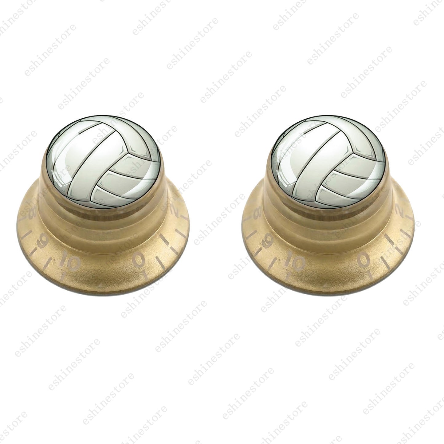 Guitar Reflector Knobs w/ Volleyball Design Cap Top Hat Knobs for Les Paul SG