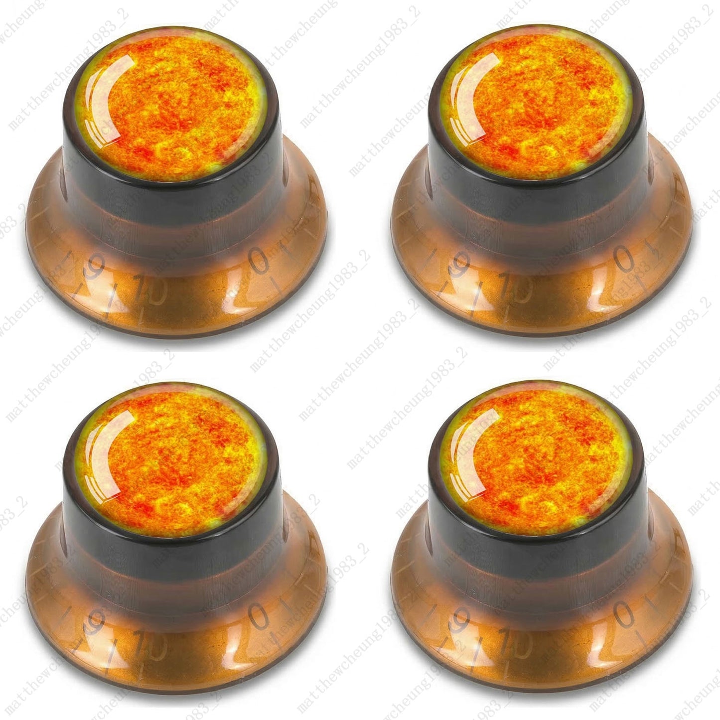 4Pcs Amber Guitar Reflector Knos For Les Paul SG -8 Solar System Pattern Option