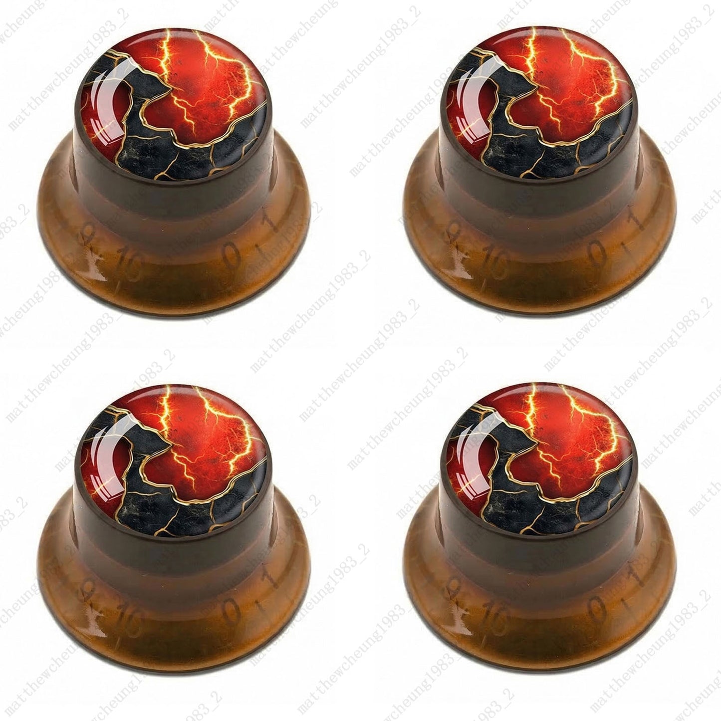4Pcs Amber Guitar Reflector Knobs For Les Paul SG -10 Abstract Art Style Options