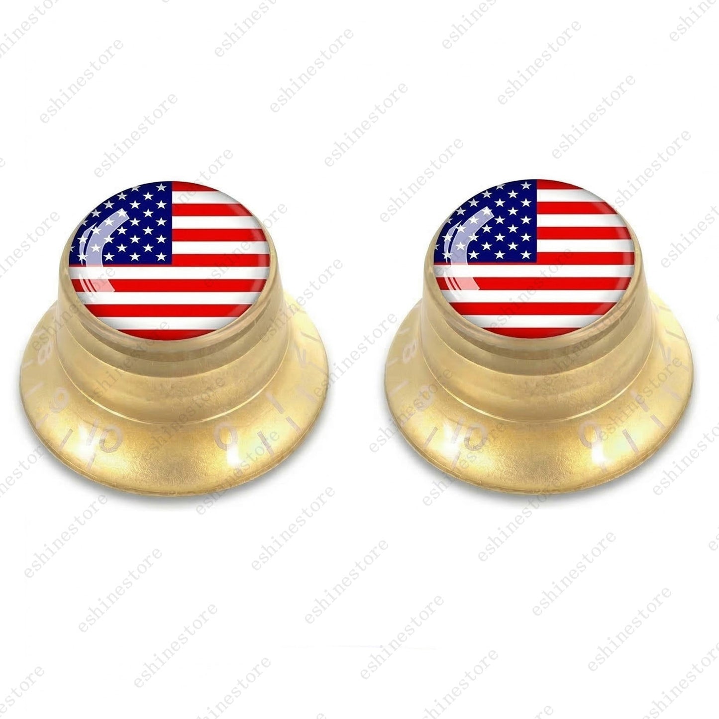 Guitar Reflector Knobs w/ American Flag Design Cap Top Hat Knobs for Les Paul SG