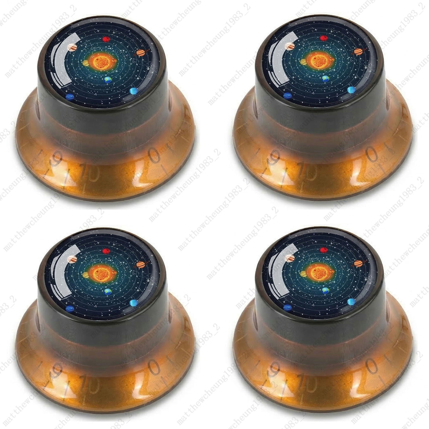 4Pcs Amber Guitar Reflector Knos For Les Paul SG -8 Solar System Pattern Option
