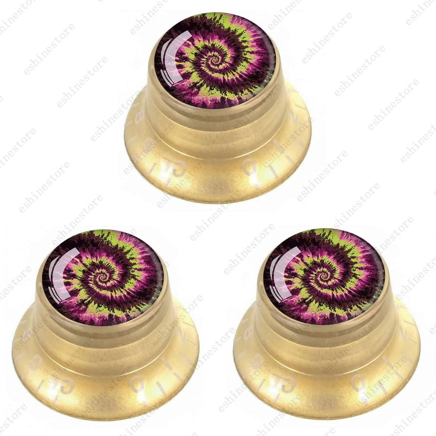 Guitar Reflector Knobs with Spiral Tie Dye Cap Top Hat Knob for Les Paul SG - 01
