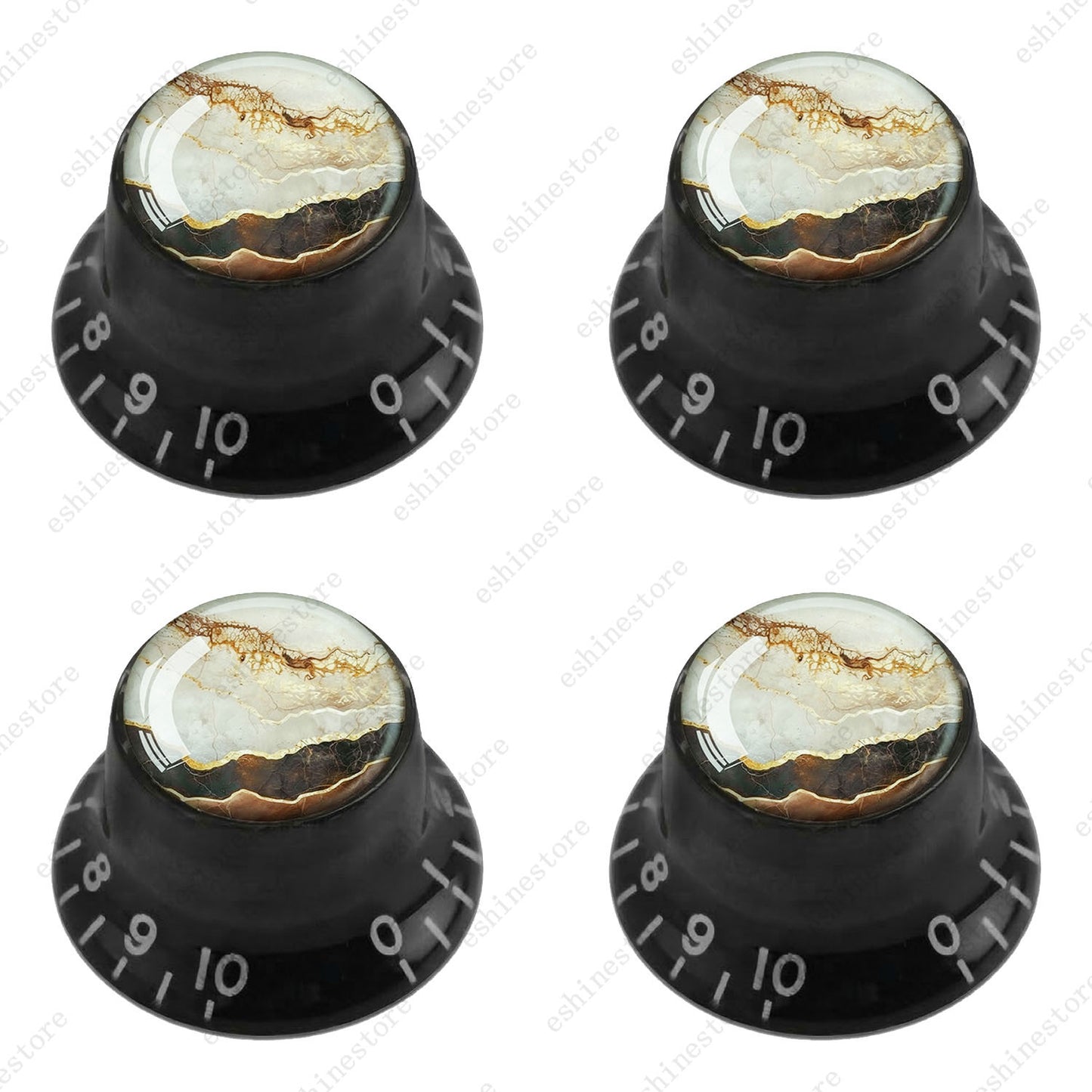 Guitar Reflector Knobs with Marble Texture Cap Top Hat Knob for Les Paul SG - 07