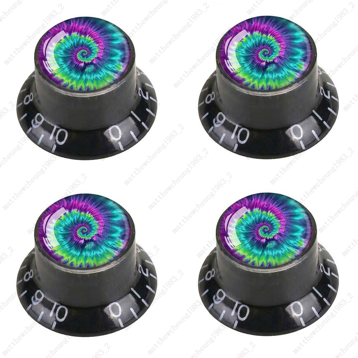 4Pcs Black Guitar Reflector Knob For Les Paul SG -10 Spiral Tie Dye Style Option