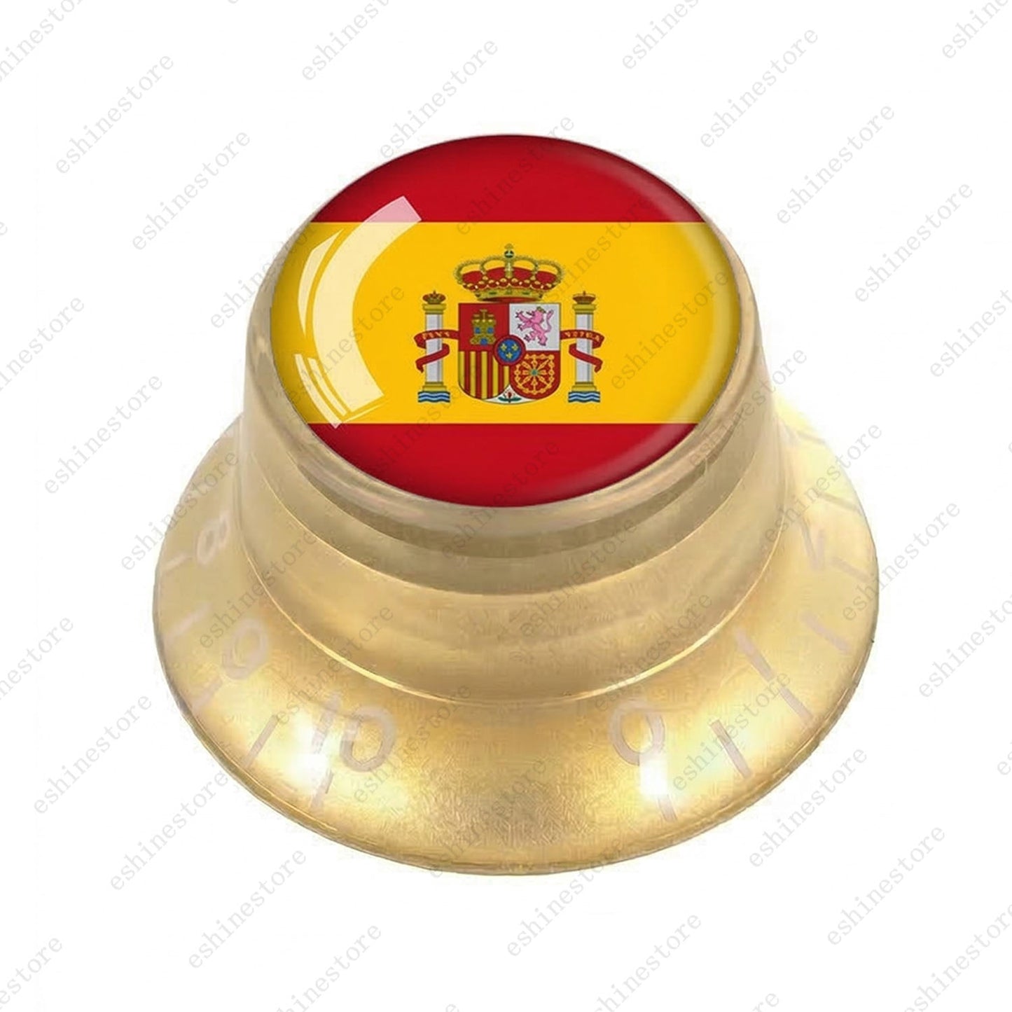 Guitar Reflector Knobs w/ Spanish Flag Design Cap Top Hat Knobs for Les Paul SG