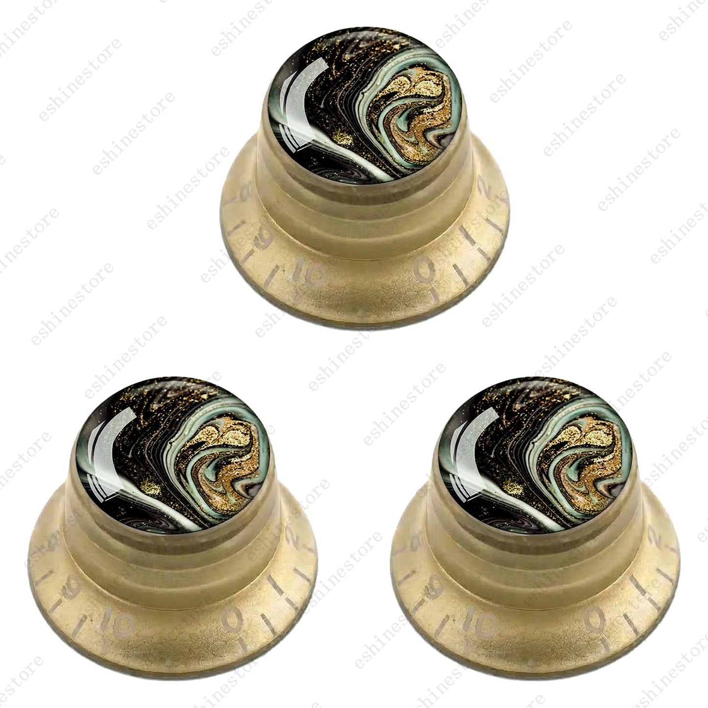 Guitar Reflector Knobs with Marble Texture Cap Top Hat Knob for Les Paul SG - 06
