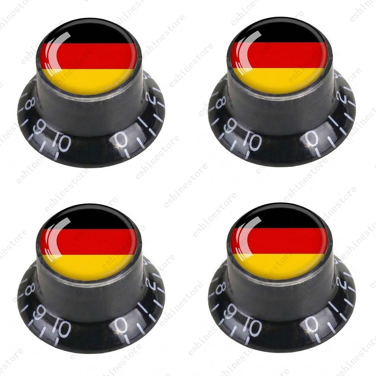 Guitar Reflector Knobs w/ Germany Flag Design Cap Top Hat Knobs for Les Paul SG