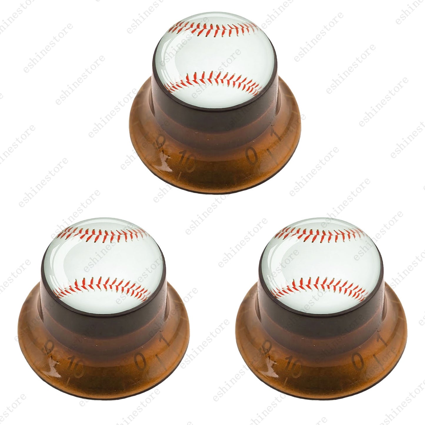Guitar Reflector Knobs w/ White Baseball Design Cap Top Hat Knob for Les Paul SG