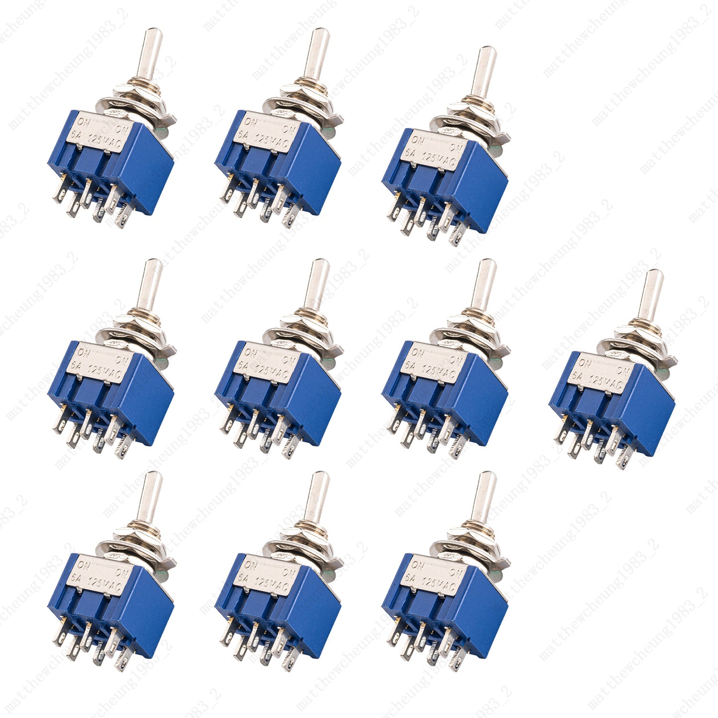 10x DPDT Guitar Mini Toggle Switch 2 Position ON/ON 6 PIN Car/Boat Switches