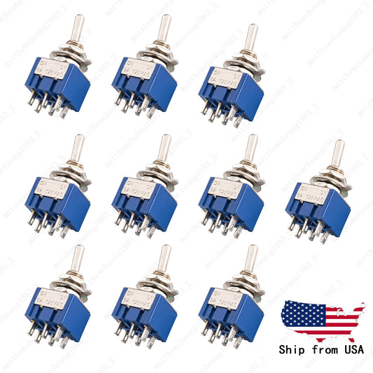 10x DPDT Guitar Mini Toggle Switch 2 Position ON/ON 6 PIN Car/Boat Switches